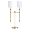 Pera Table Lamp Set of 2 | Brass Base | Twin White Linen Shades 32"