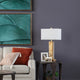 Table Lamp Set of 2 | White Linen Shade | 32" Classic Gold Frame