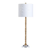 Table Lamp Set of 2 | White Linen | 37" Turned Gold Frame | Crystal