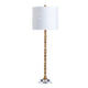 Table Lamp Set of 2 | White Linen | 37" Turned Gold Frame | Crystal