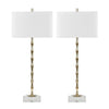 Soa Table Lamp | White Shade | Chrome Bamboo Body n Crystal Base 39"