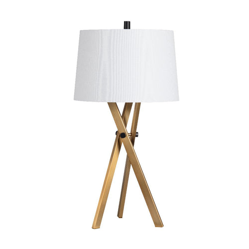 Moa Table Lamp Set of 2 | Cream Linen Shade | 31" Brass Tripod Base