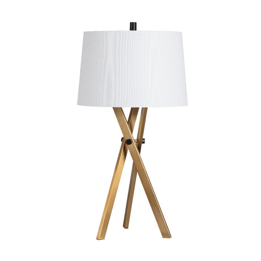Moa Table Lamp Set of 2 | Cream Linen Shade | 31" Brass Tripod Base