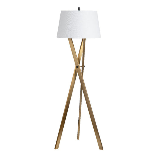 Moa Floor Lamp | Tan Linen Shade | 63" Stained Gold Tripod Base