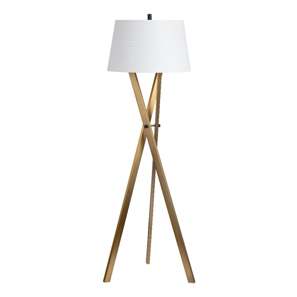 Moa Floor Lamp | Tan Linen Shade | 63" Stained Gold Tripod Base