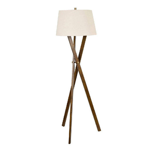 Moa Floor Lamp | Tan Linen Shade | 64" Stained Brown Tripod Base