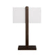 Table Lamp | White Rectangular Linen Shade and Bronze Metal Posts