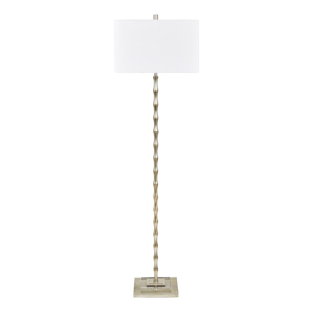 Soa Floor Lamp | White Shade | Chrome Bamboo Body n Crystal Base 67"