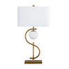 Loa Table Lamp | White Linen Shade | 32" S Shaped Gold Metal Body