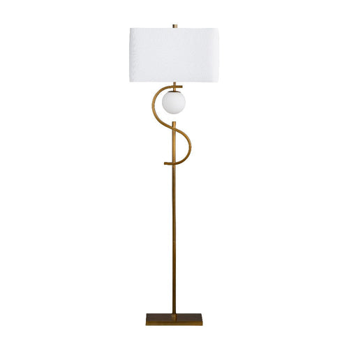 Loa Table Lamp | White Linen Shade | 63" S Shaped Gold Metal Body