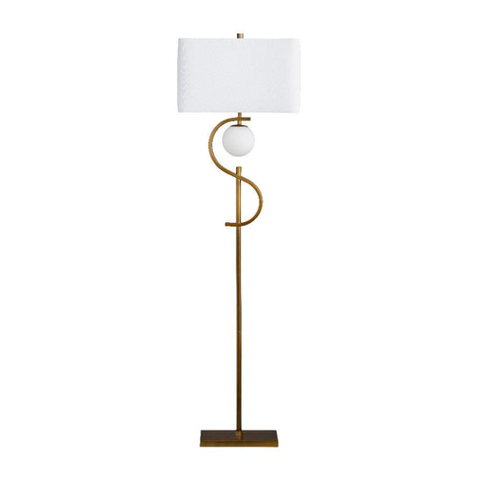 Loa Table Lamp | White Linen Shade | 63" S Shaped Gold Metal Body