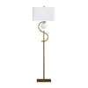 Loa Table Lamp | White Linen Shade | 63" S Shaped Gold Metal Body