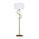 Loa Table Lamp | White Linen Shade | 63" S Shaped Gold Metal Body