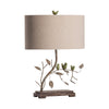 Table Lamp | Tan Drum Shade | 23" Beige Decorative Branch Metal Base