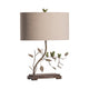 Table Lamp | Tan Drum Shade | 23" Beige Decorative Branch Metal Base