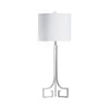 Zoa Table Lamp | White Linen Shade | 34" Greek Inspired Silver Metal