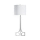 Zoa Table Lamp | White Linen Shade | 34" Greek Inspired Silver Metal