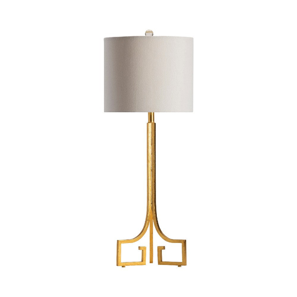 Zoa Table Lamp | Beige Linen Shade | 34’’ Greek Inspired Gold Metal