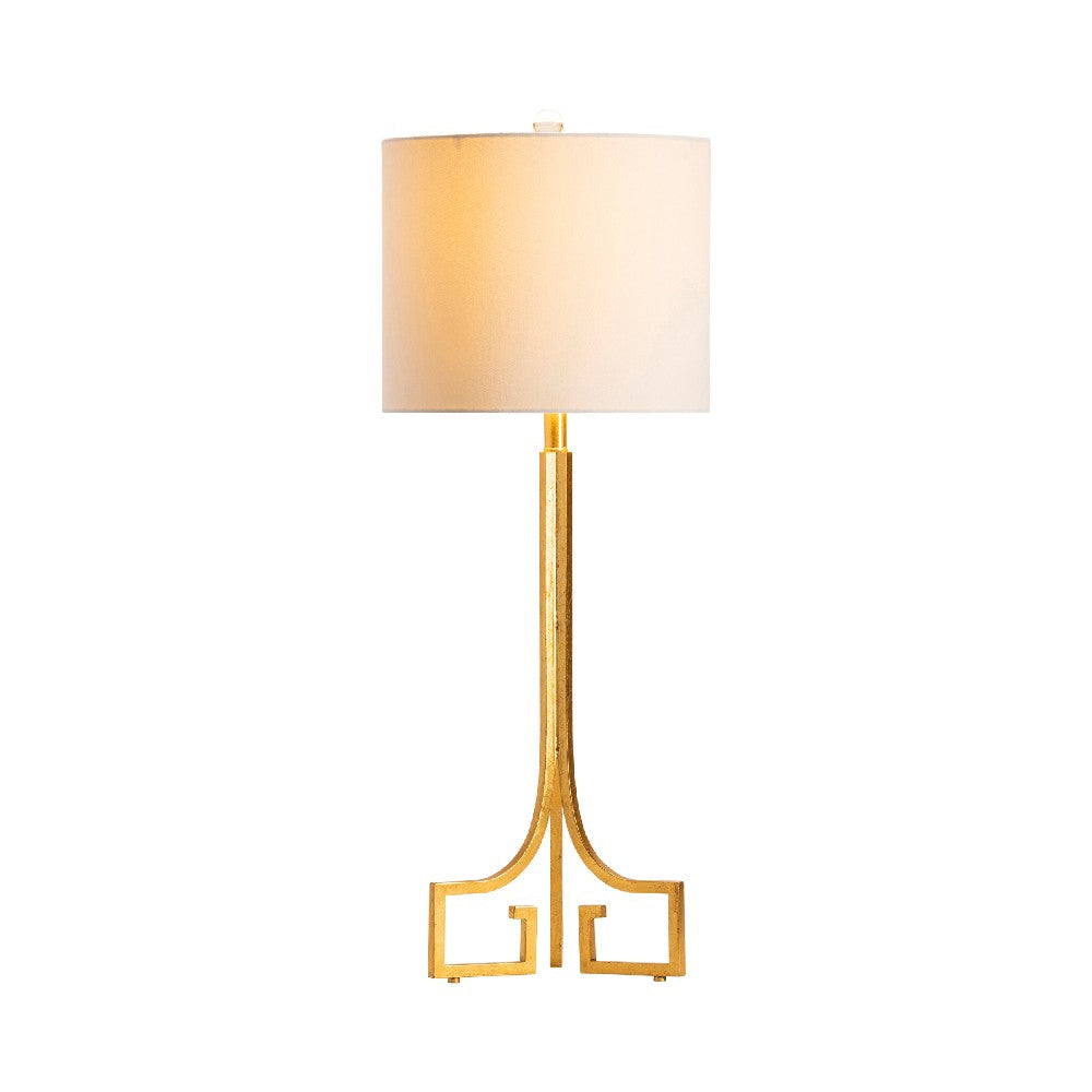 Zoa Table Lamp | Beige Linen Shade | 34’’ Greek Inspired Gold Metal