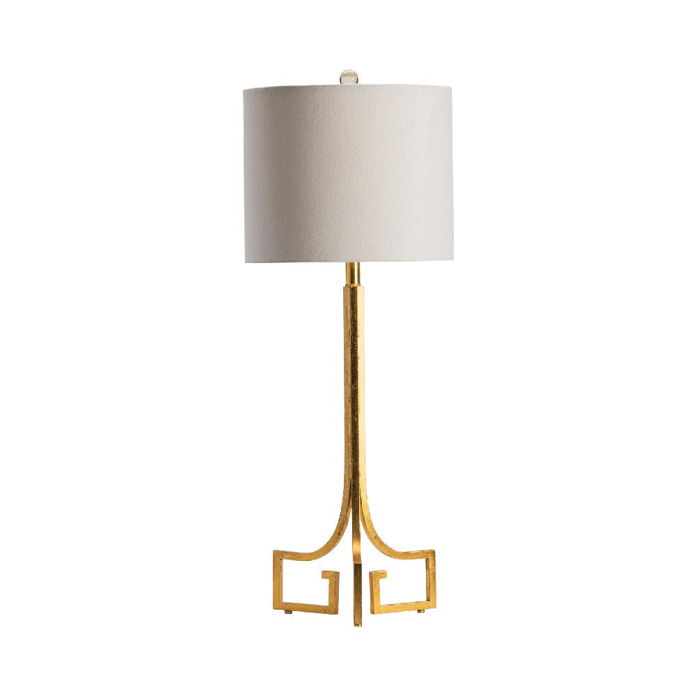 Zoa Table Lamp | Beige Linen Shade | 34" Greek Inspired Gold Metal