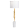 Table Lamp Set of 2 | White Linen Shade | 40" Gold Body | Marble Base