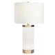Table Lamp | Faux Alabaster Body | Brass Accents | White Linen Shade CCL-CVAMB0069A