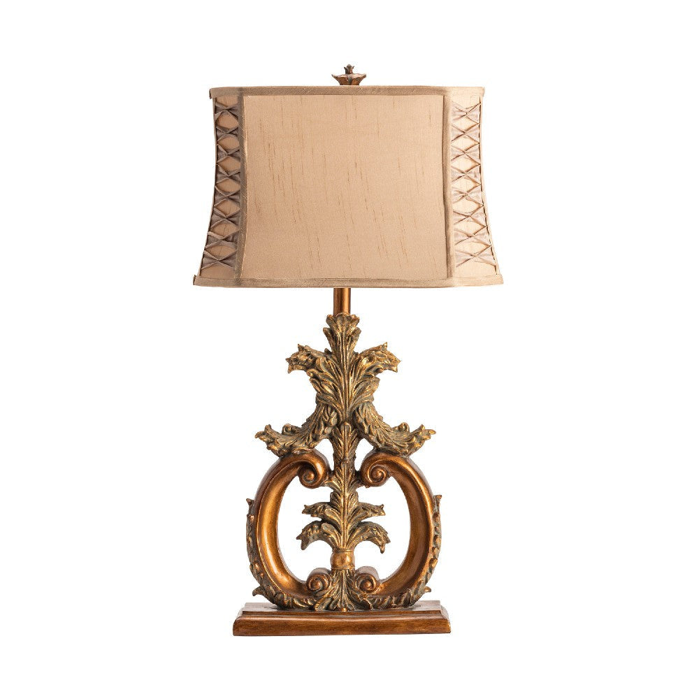 Ria 2pc Table Lamp Set | 33’’ | Tan Brown Shade | Gold Resin Ornate Base CCL-CVANP747