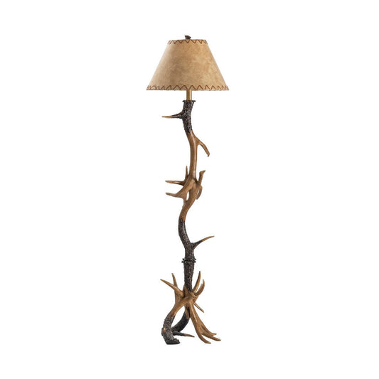Tipy Floor Lamp | Mica Brown Shade | 66" Deer Antler Resin Base