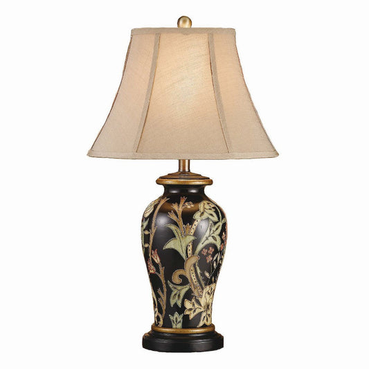 Winy 2pc Accent Table Lamp Set | 29" | Tan Brown Shade | Black Ceramic