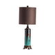 Briy 2pc Table Lamp Set | 33" | Brown Drum Shade | Rich Teal Blue Base