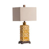 Cez 2pc Table Lamp Set | 29" | White Rectangle Shade | Yellow Ceramic