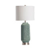 Pegy Accent Table Lamp | 32" | White Drum Shade | Blue Green Ceramic
