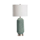 Pegy Accent Table Lamp | 32" | White Drum Shade | Blue Green Ceramic