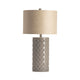 Nici Table Lamp | 27" | Light Gray Drum Shade | Cylindrical Ceramic Design