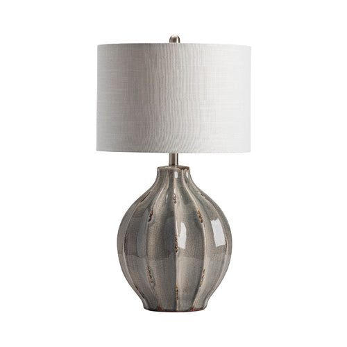 Lery Accent Table Lamp | 28" | Modern Glazed Faceted Gray Ceramic