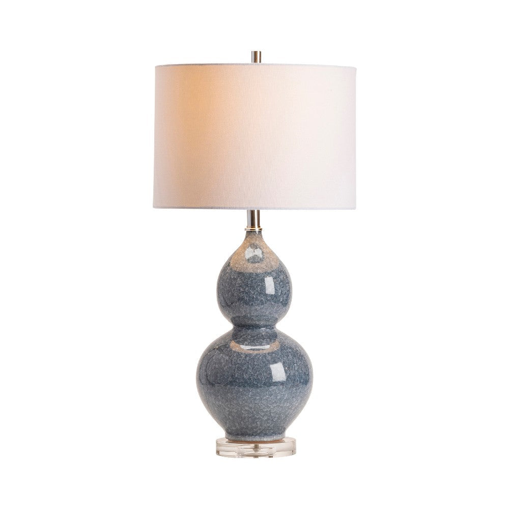Viny Accent Table Lamp | 30’’ | White Drum Shade | Glazed Blue Ceramic CCL-CVAP2017