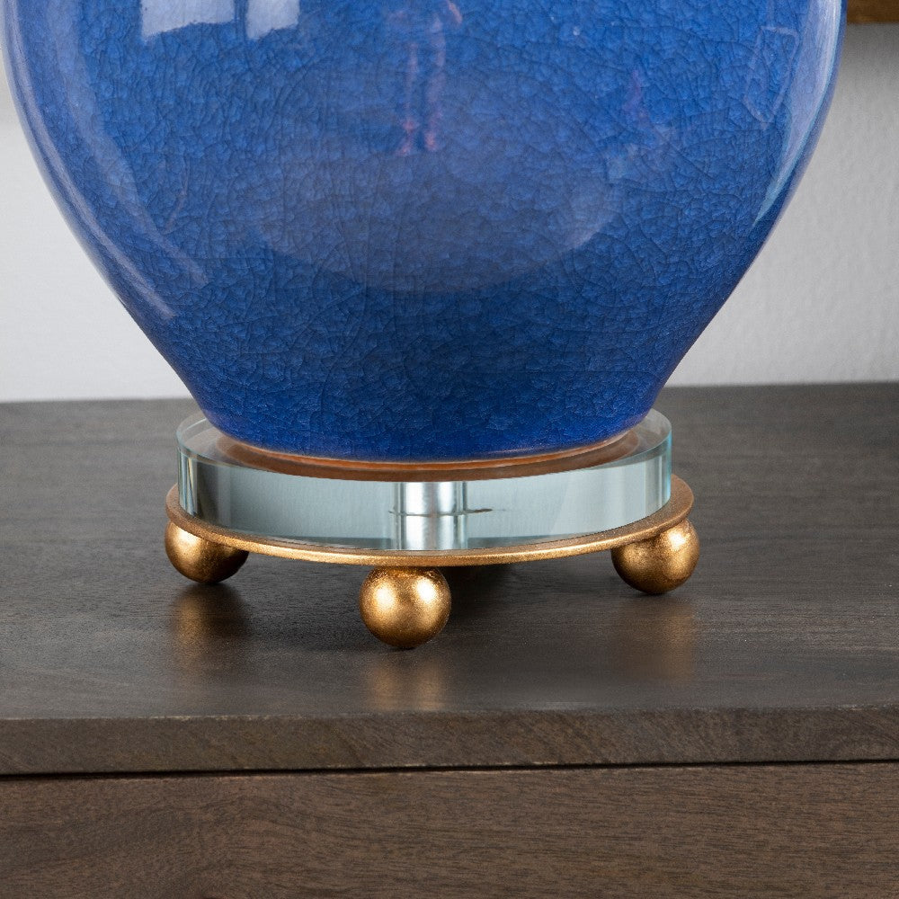 Peni Accent Table Lamp | 32’’ | White Drum Shade | Dutch Blue Ceramic CCL-CVAP2026
