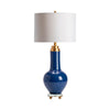 Peni Accent Table Lamp | 32" | White Drum Shade | Dutch Blue Ceramic