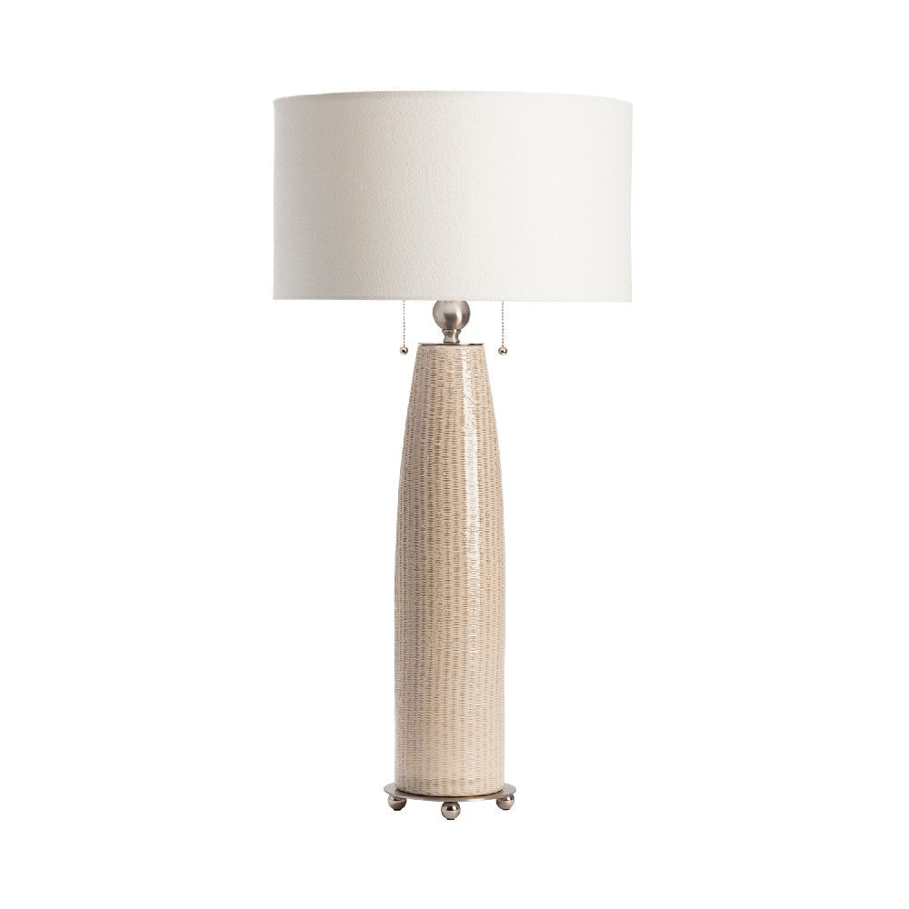 Bary 2pc Table Lamp Set | 36" | Pull Chains | White Shade | Beige Ceramic