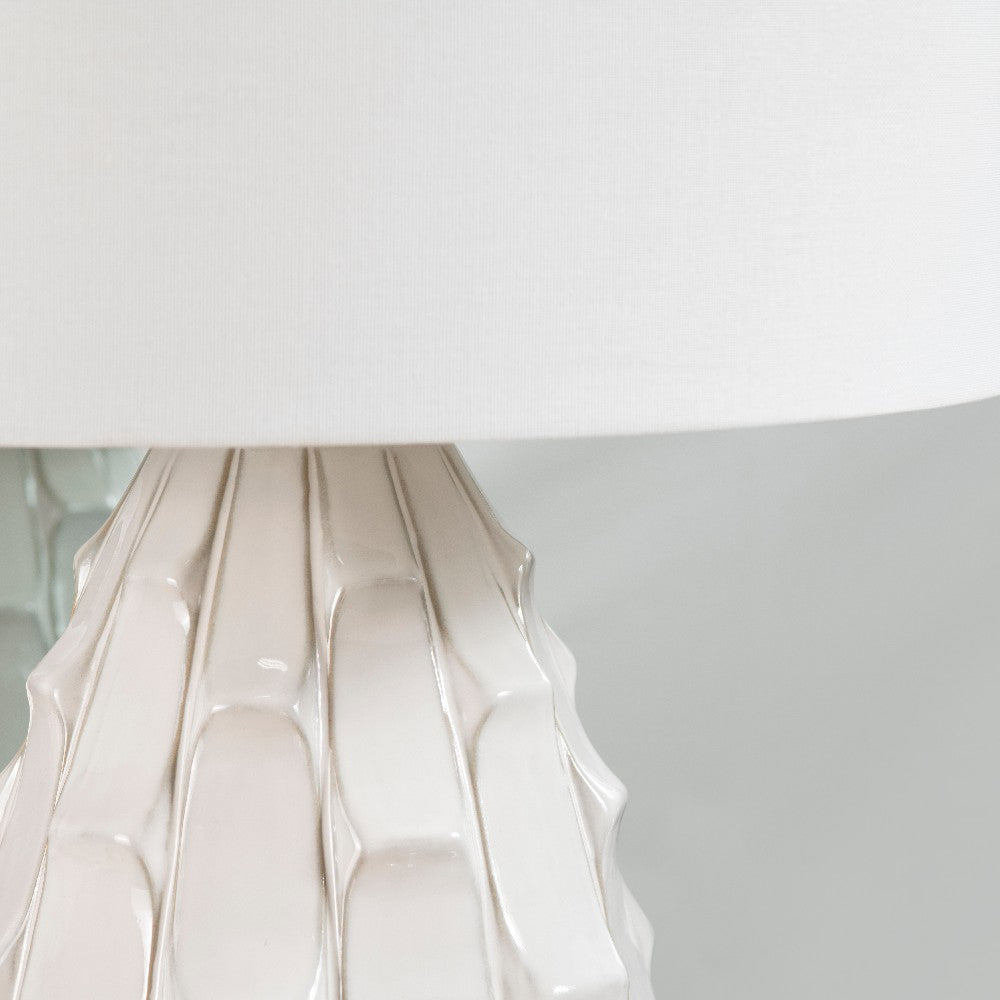 Risa Accent Table Lamp | 34’’ | White Drum Shade | Scalloped Ceramic CCL-CVAP2051
