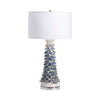 Hana Table Lamp | 31" | White Drum Shade | Blue and White Ceramic