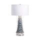 Hana Table Lamp | 31" | White Drum Shade | Blue and White Ceramic