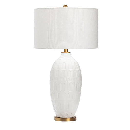 Lexy Table Lamp | 33" | White Drum Shade | Textured Ceramic Base