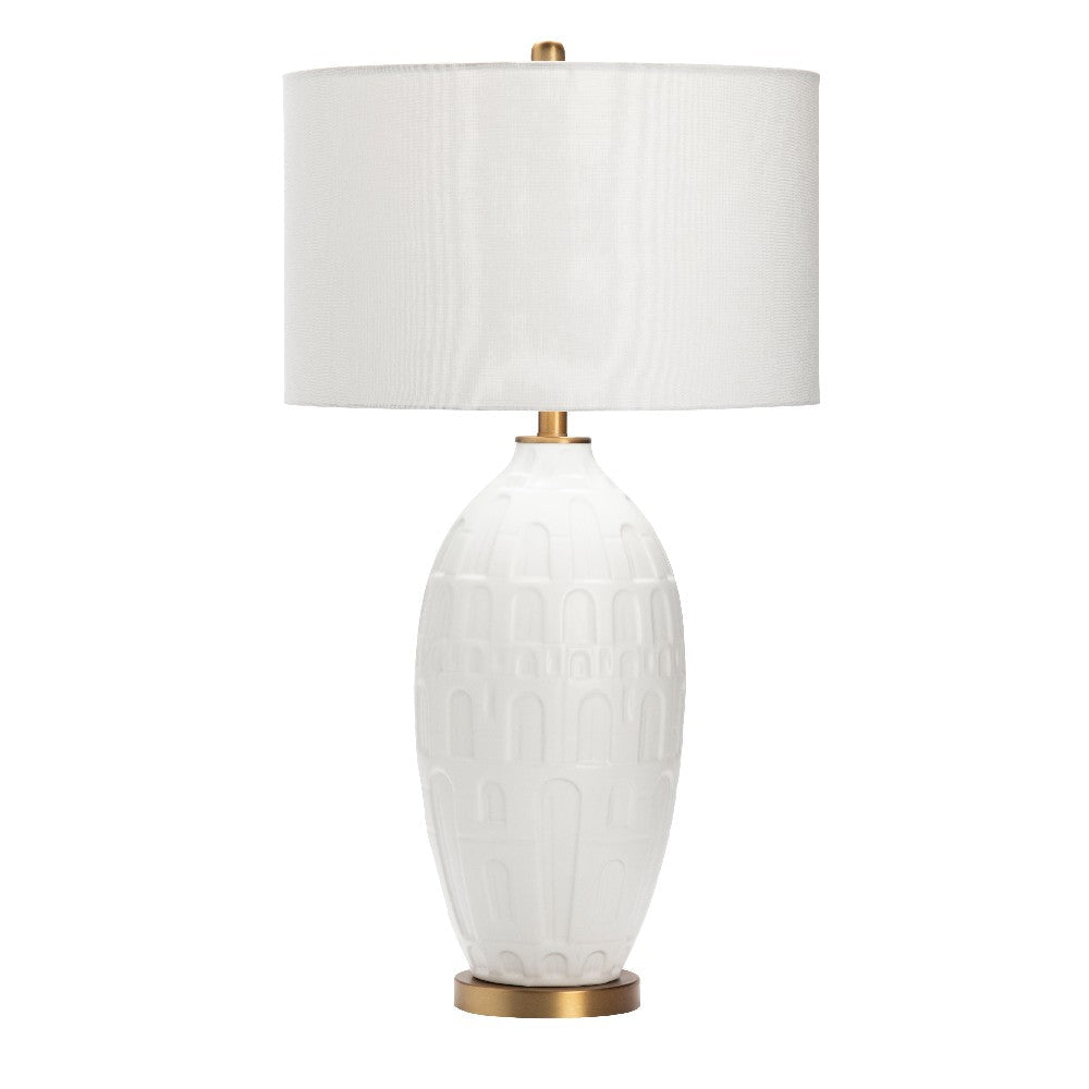 Lexy Table Lamp | 33" | White Drum Shade | Textured Ceramic Base