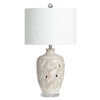 Roly Table Lamp | 29" | White Drum Shade | Leaf Textured Ceramic
