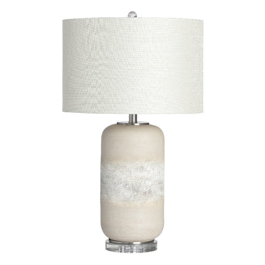 Table Lamp | Stoneware-Inspired Body | 29" | Linen Drum Shade