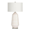Shue Table Lamp | Angled White Ceramic Body | 33" | Linen Drum Shade