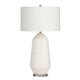 Shue Table Lamp | Angled White Ceramic Body | 33" | Linen Drum Shade