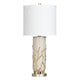 Table Lamp Set of 2 | Gold Branches and Beige Ceramic Body | White