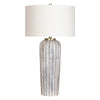 Accent Table Lamp | Gray Fluted Ceramic Body | 33" | White Linen